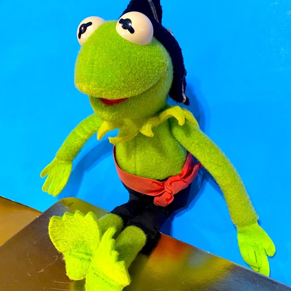 SESAME STREET VTG 90’s KERMIT THE FROG PIRATE JIM HENSON MUPPET PLUSH 12” - Picture 5 of 14